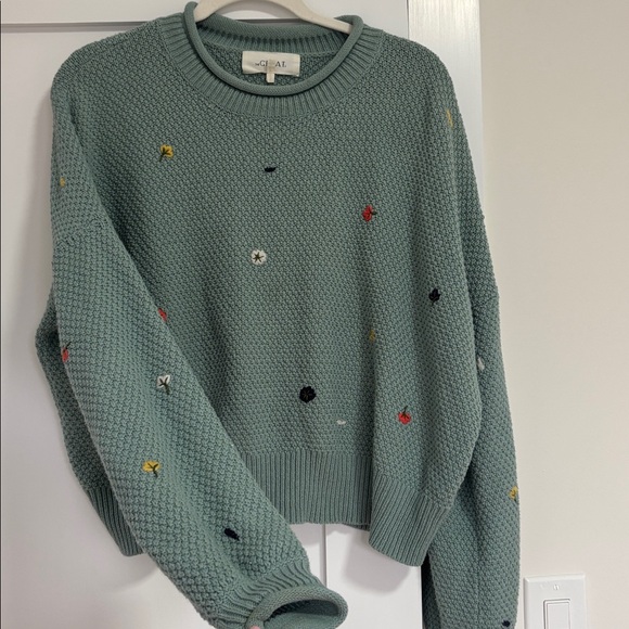 THE GREAT. Blue Sweater with Embroidered Accents - Picture 2 of 8